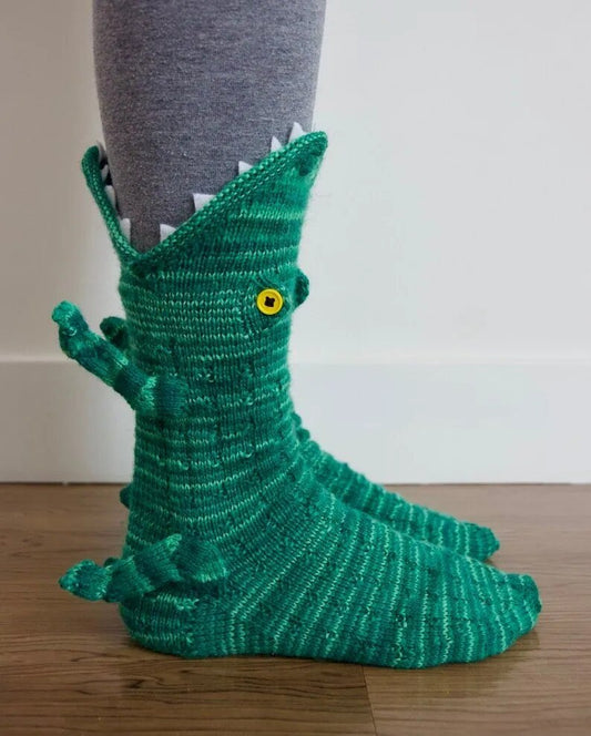 Chameleon Crocodile Knitted Socks Cute Novelty Unisex Winter Warm Floor Christmas Shark Fish New Menand Women Christmas Gifts