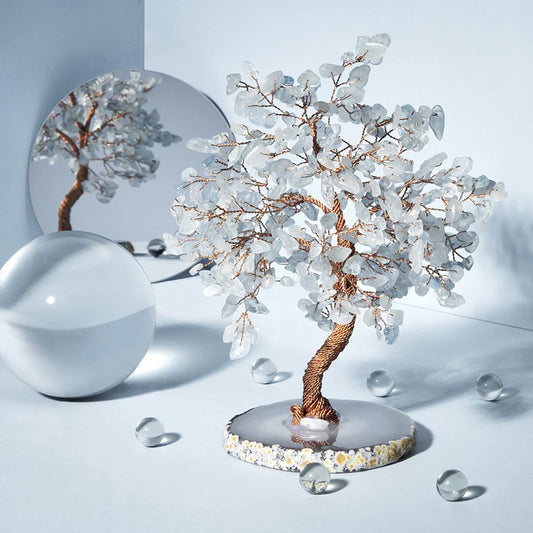Hailanbao Crystal Natural Crystal Bonsai Money Tree Lucky Tree Feng Shui Money Tree for Tabletop Decor Home Office