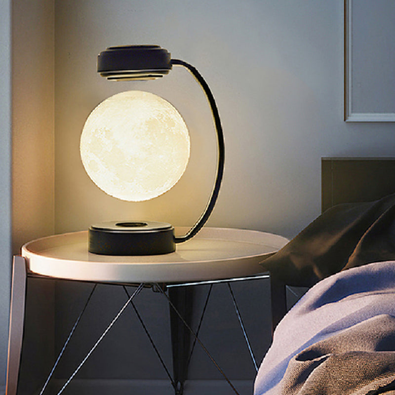 3D Magnetic Levitating Moon Lamp LED Night Light Rotating Wireless Three Colors Floating Lamp for Bedroom Novelty Christmas Gift